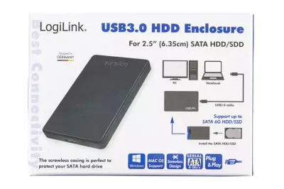 LogiLink 2.5 inch SATA-USB 3.0 külső winchester keret (fekete, csavarmentes) (UA0339, UA0275)