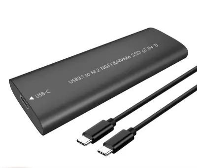 M.2 NVME SSD Külső fém ház USB-C és USB 3.1 kábellel (támogatott SSD méret: 2230, 2242, 2260, 2280)