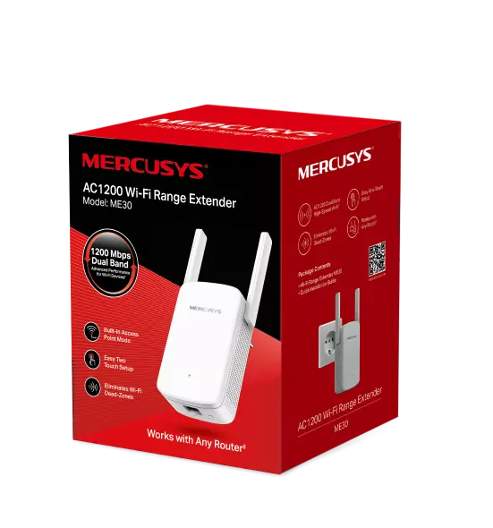 MERCUSYS AC1200, ME30 Wifi Range Extender, WiFi jelerősítő, Dual Band (ME30)