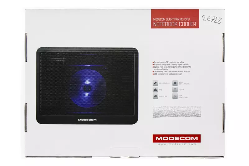 Modecom CF13 hűtőpad (14 cm ventilátor, LED világítás, maximum 14.0