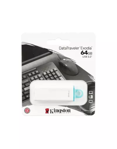 Kingston Technology DataTraveler Exodia USB pendrive 64GB 3.2 Gen 1 fehér-kékeszöld