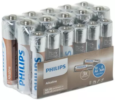 Philips Alkaline NRG 6 x élettartam LR036A16F/10 10db AA + 6db AAA elem csomagban