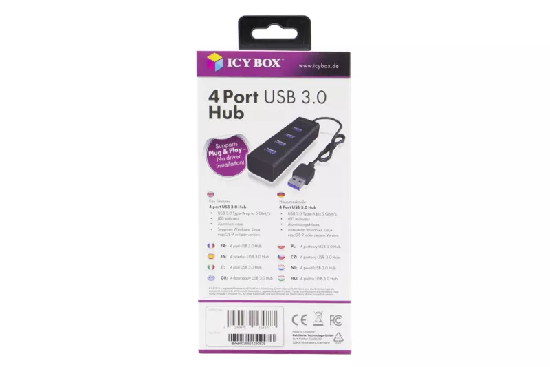 RaidSonic Icy Box USB HUB 4db USB 3.0 porttal (IB-HUB1409-U3)