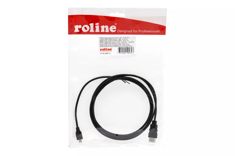 Roline 2m HDMI/Micro HDMI összekötő kábel, Male/Male, (11.04.5581)
