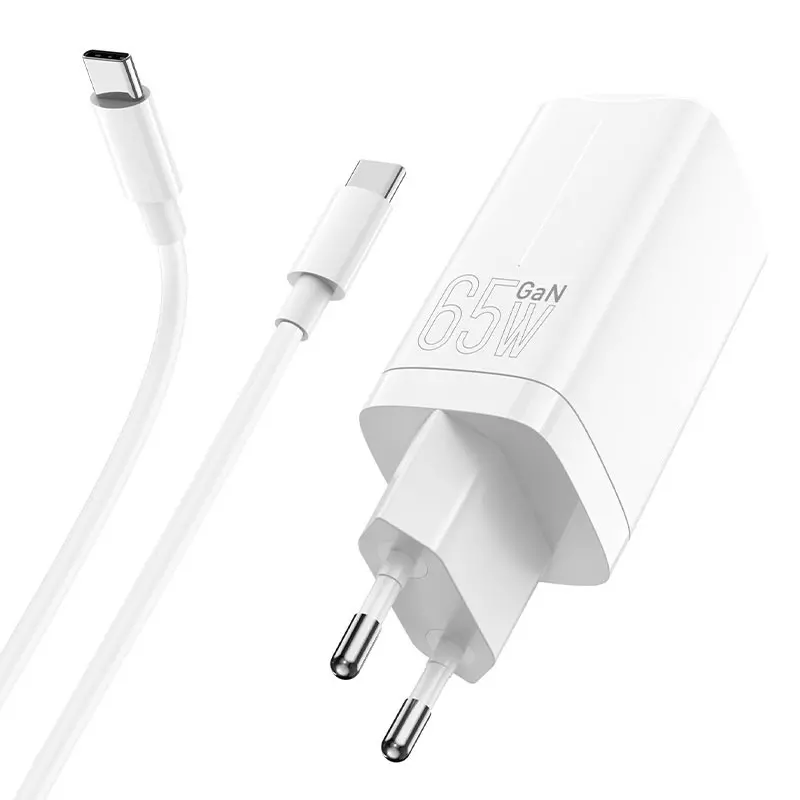 XIAOMI Mi 65W GaN Gyorstöltő + Kábel USB-C to USB-C (Type-C) 1 méter, Fehér (BHR4499GL)