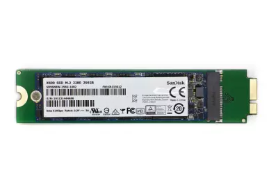 Sandisk X600 256GB M.2 SSD 12+6 pin átalakítóval Apple Air 11 A1370, A1369 (late 2010/mid 11) MacBookhoz (SD9SN8W-256G-1002)