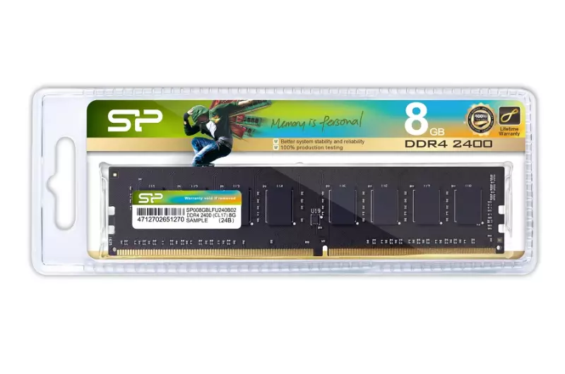 Silicon Power 8GB DDR4 2400MHz CL17 1,2V Desktop PC LONG DIMM memória modul, (SP008GBLFU240X02)
