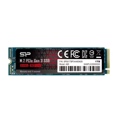 1TB Silicon Power A80 NVMe M.2 PCIe Gen 3x4 SSD kártya (2280) (SP001TBP34A80M28)