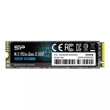 256GB Silicon Power A60 NVMe M.2 PCIe Gen 3x4 SSD kártya (2280) (SP256GBP34A60M28)