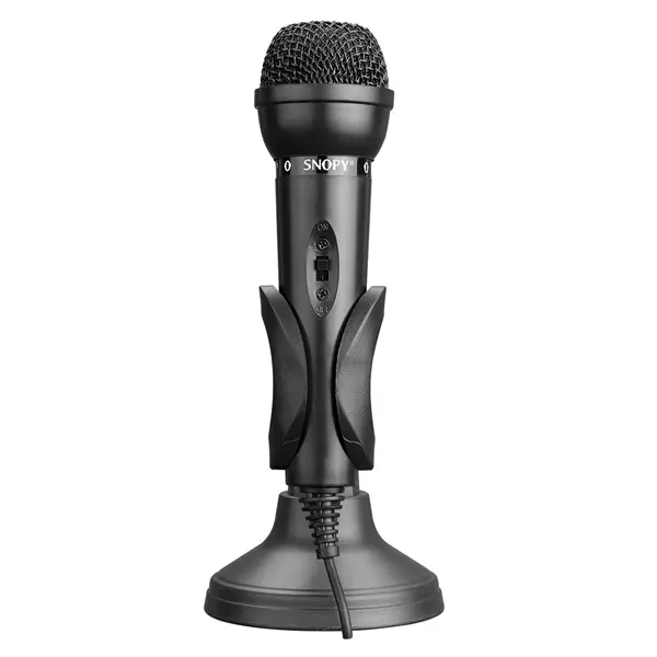 Snopy Állítható Talpas Asztali Mikrofon (3,5 Jack csatlakozó; 1,18m kábel; állvány, fekete) (SN-140M)
