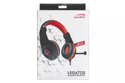 Speedlink Legatos sztereó fejhallgató mikrofonnal fekete-piros színben (csatlakozó: 2x audio jack) (SL-860000-BK)
