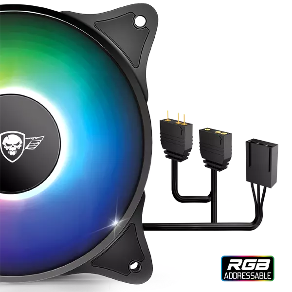Spirit of Gamer Cooler 12cm - CENTRAL RGB BLADE FAN V120IN (25,3dB; max. 39,6 m3/h; 3pin csatlakozó (Molex); ház hűtésre, RGB LED) (SOG-V120IN)