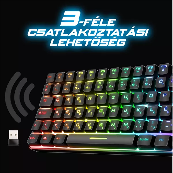 Spirit of Gamer ELITE K70 RGB világítós Magyar kiosztású FÉL-MECHANIKUS, Vezeték nélküli Gamer Billentyűzet (CLA-EK70HU)