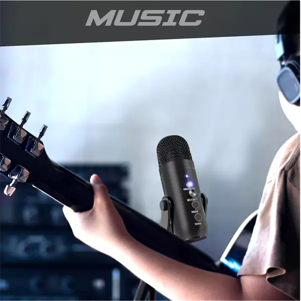 Spirit of Gamer Mikrofon - EKO 700 (USB, Cardioid, Beépített Jack csatlakozó, zajszűrés, fekete) (MIC-EKO700)