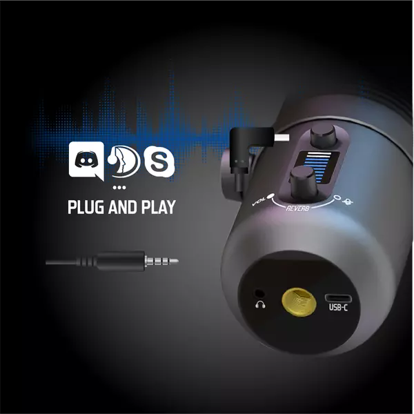 Spirit of Gamer Mikrofon - EKO 900 (USB, Cardioid, Omnidirekcionális, Beépített Jack csatlakozó, zajszűrés, fekete) (MIC-EKO900)