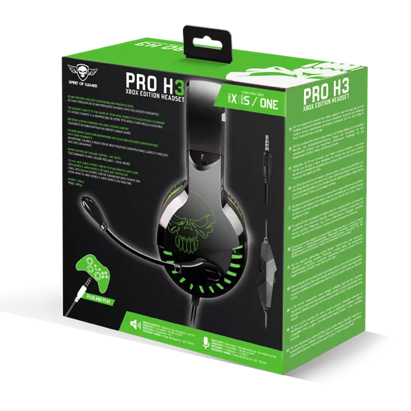 Spirit of Gamer PRO H3 Gamer Fejhallgató, Fekete-Zöld, Headset Mikrofonnal (MIC-PH3XXS)