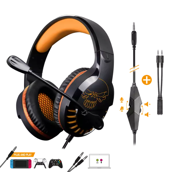 Spirit of Gamer PRO H3 Gamer Fejhallgató, Narancssárga, Headset Mikrofonnal, 2m kábellel (MIC-PH3MP)