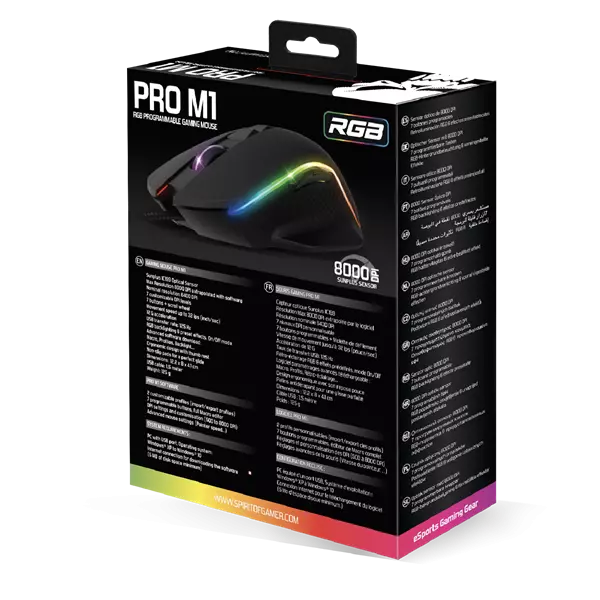 Spirit of Gamer PRO M1 RGB világítós gamer egér programozható gombokkal, 8000DPI (S-PM1)