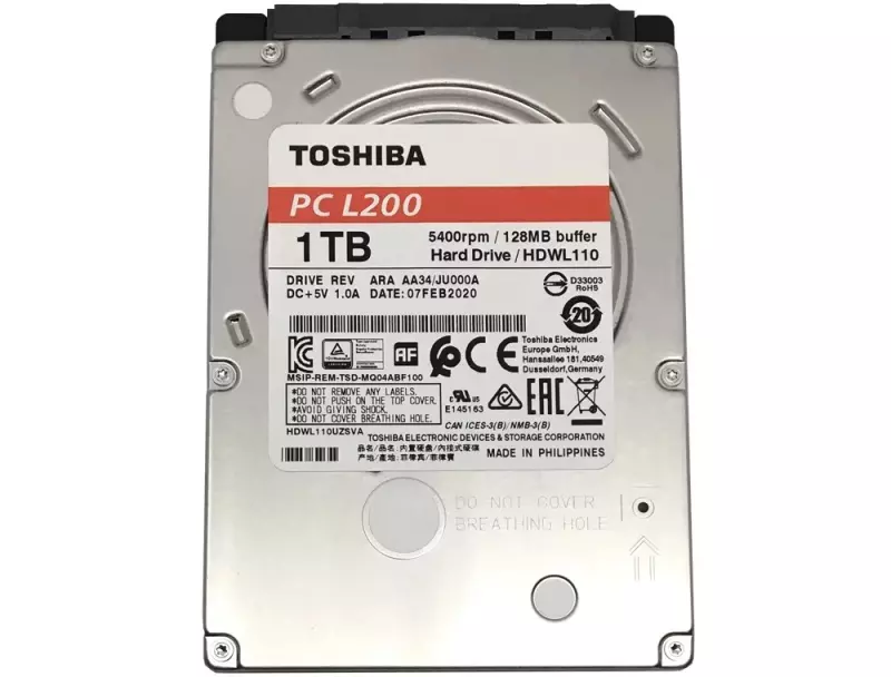 Toshiba 1TB 5400RPM 2,5' SATA (6Gbit/s) laptop winchester, HDD (HDWL110UZSVA)