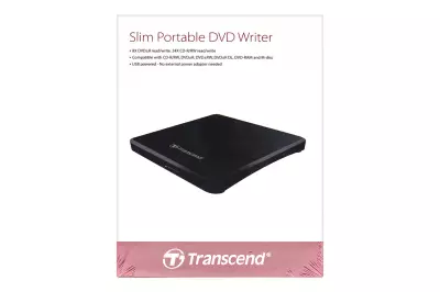 Transcend fekete SLIM USB külső DVD Író (TS8XDVDS-K)