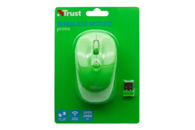 Trust Primo vezeték nélküli neon zöld optikai egér 1000-1600dpi (21922)