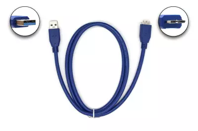 USB 3.0 A apa - microB apa 1m összekötő kábel, kék