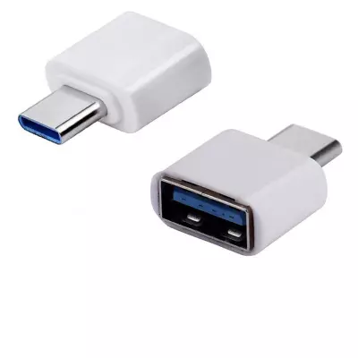 USB-C (Type-C) to USB 3.0 OTG (Normál USB) adapter, átalakító fehér