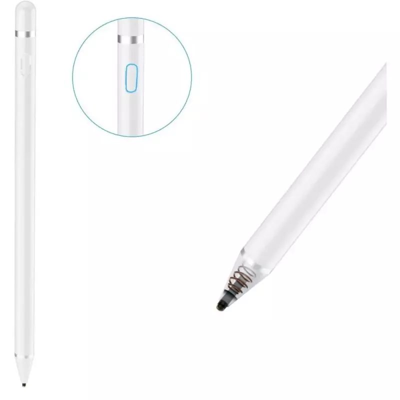 Univerzális érintő toll, érintőceruza, műanyag, (Bármilyen kapacitív kijelzőhöz), Active Stylus Pen, Fehér