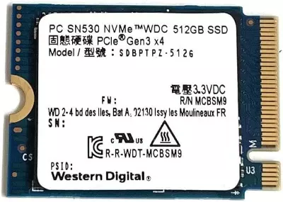 Western Digital SN530 512GB M.2 NVMe PCIe SSD meghajtó, (2230) (SDBPTPZ-512G-1012) 