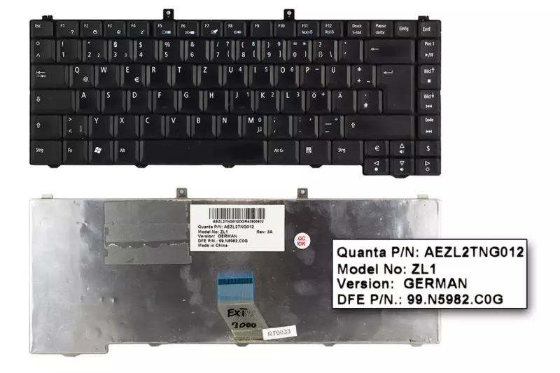 Acer Aspire 9120 sorozat fekete német  laptop billentyűzet