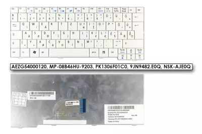 Acer Aspire One 531, A150, D150, D250, ZG5, ZG8 MAGYAR fehér laptop billentyűzet (AEZG54000120)
