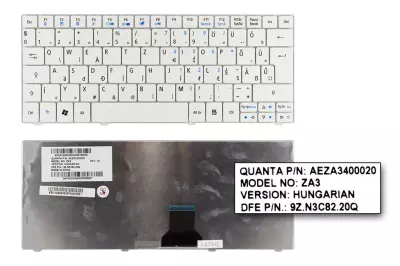 Acer Aspire ONE 722, 751, ZA3 MAGYAR fehér laptop billentyűzet (KB.I110A.012, KB.I110A.040)