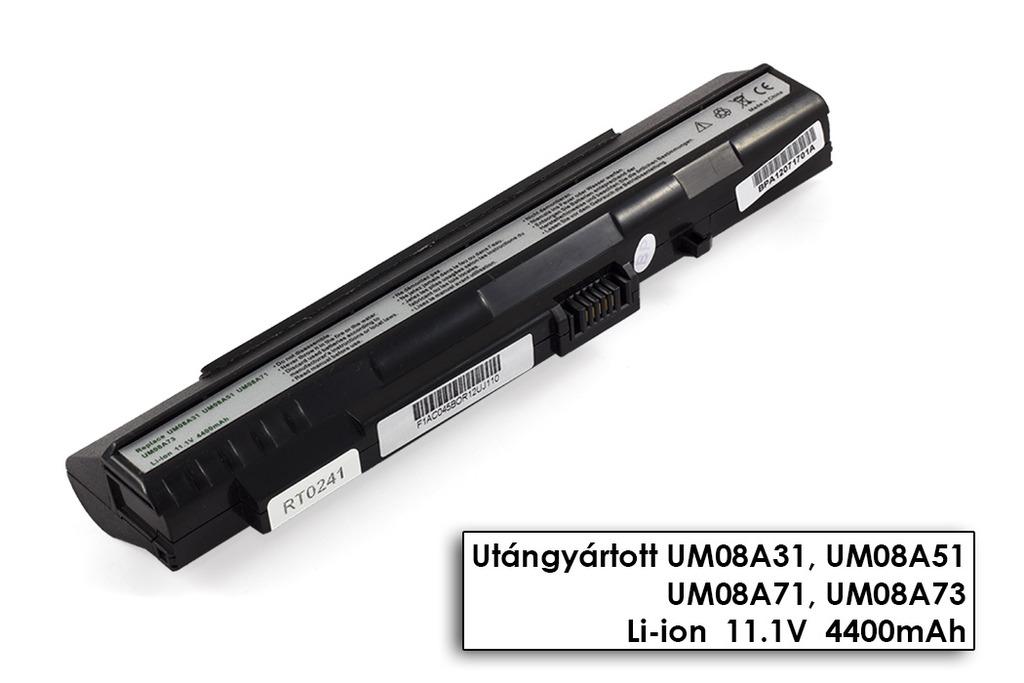Acer Aspire ONE A110, A150, ZG5 helyettesítő új 6 cellás fekete akkumulátor (UM08A71)