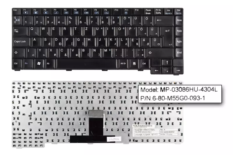 Albacomp, Clevo M55, M66 használt MAGYAR laptop billentyűzet (MP-03086HU-4304L)