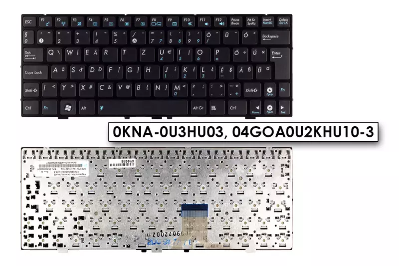 Asus EEEPC 1000HE MAGYAR fekete laptop billentyűzet, 04GOA0U2KHU10-3