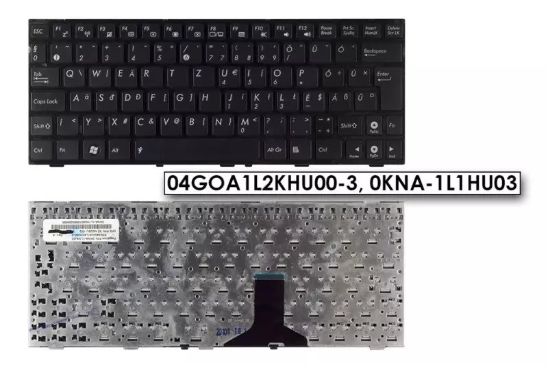 Asus EEEPC 1005PE, 1005PR,1008P MAGYAR fekete laptop billentyűzet, 90R-OA214K2H00Q