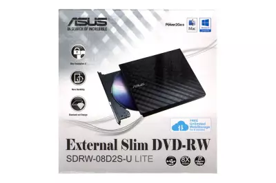 Asus fekete SLIM USB külső DVD Író (SDRW-08D2S-U)