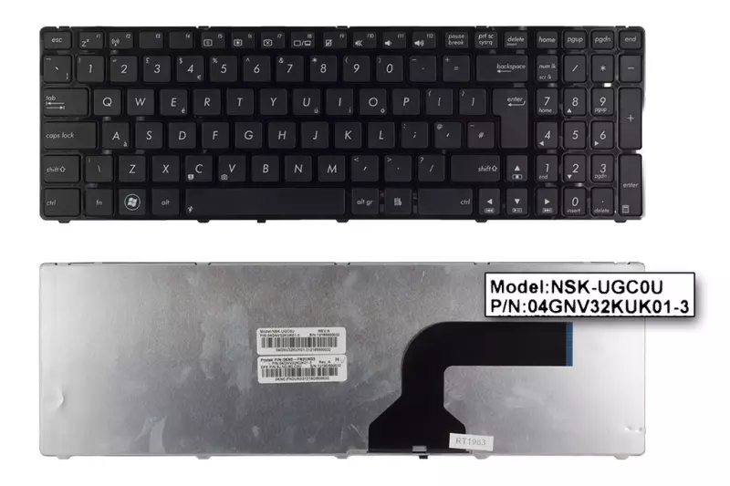 Asus K73 K73SD fekete UK angol laptop billentyűzet