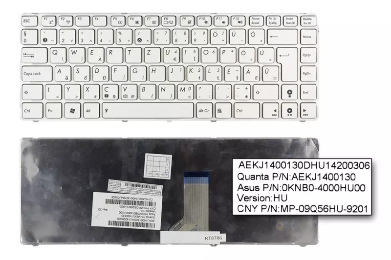 Asus U40 sorozat U40SD fehér magyar laptop billentyűzet