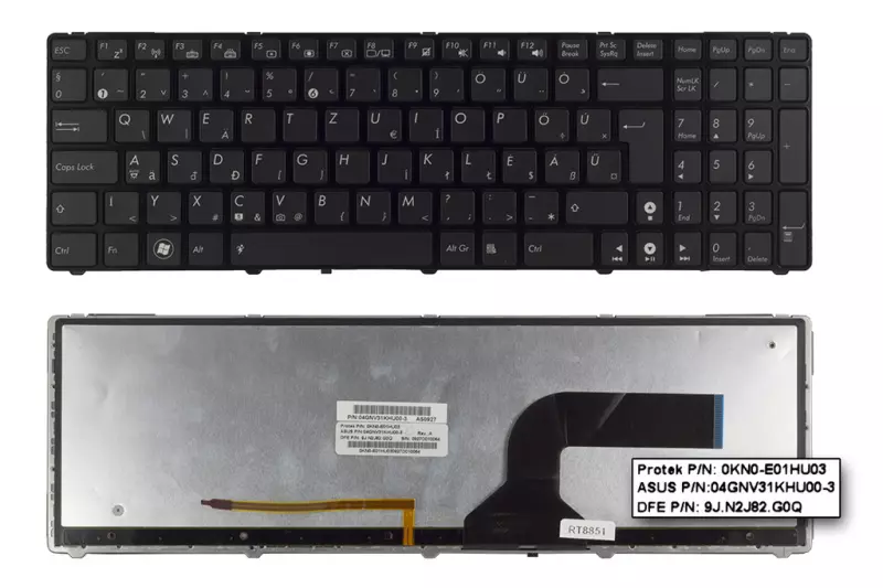 Asus G53 sorozat G53JW-XT1 fekete magyar laptop billentyűzet