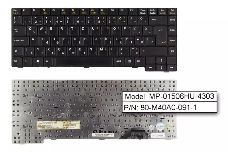 Clevo M4A, M40A MAGYAR laptop billentyűzet (MP-01506HU-4303)