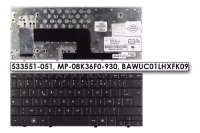 Compaq Mini Mini 110 fekete francia laptop billentyűzet