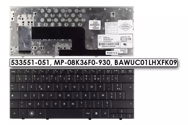 Compaq Mini Mini 110c fekete francia laptop billentyűzet