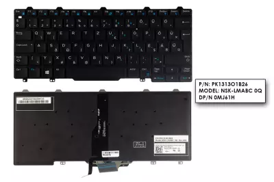 Dell Latitude E5250, E7250 gyári új háttér-világításos magyar billentyűzet (0MJ61H)