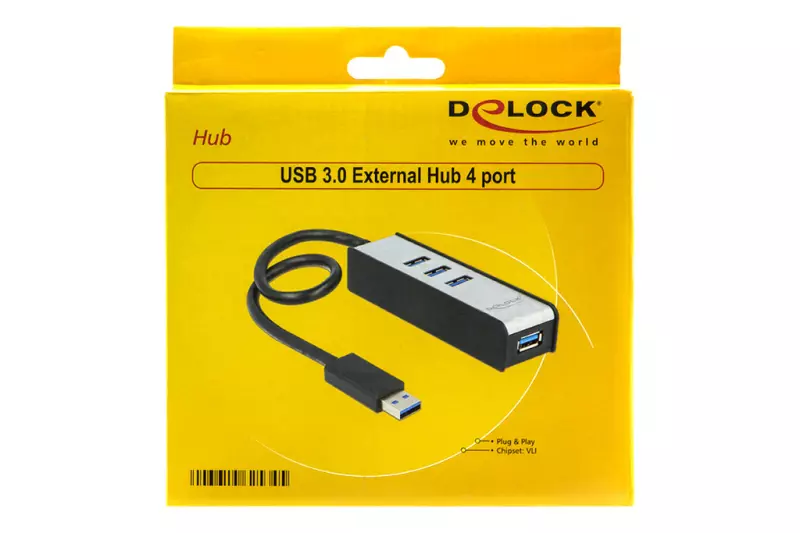 Delock USB HUB 4db USB 3.0 porttal (62534)