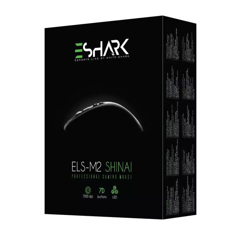 eSHARK SHINAI RGB LED Világítós Esport Játék Egér, 7.000 DPI, Fekete (ESL-M2)