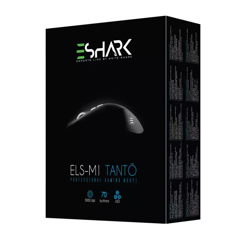 eSHARK TANTO RGB LED Világítós Esport Játék Egér, 5.000 DPI, Fekete (ESL-M1)