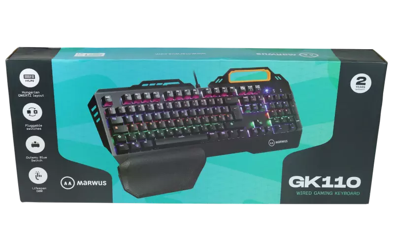 Marwus GK110 RGB világítós magyar kiosztású MECHANIKUS gamer billentyűzet, kék kapcsolók (GK110)