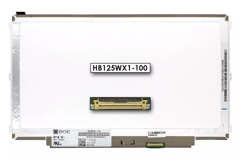 Gyári új matt 12.5' HD (1366x768) eDP LED Slim kijelző (csatlakozó: 30 pin - jobb)