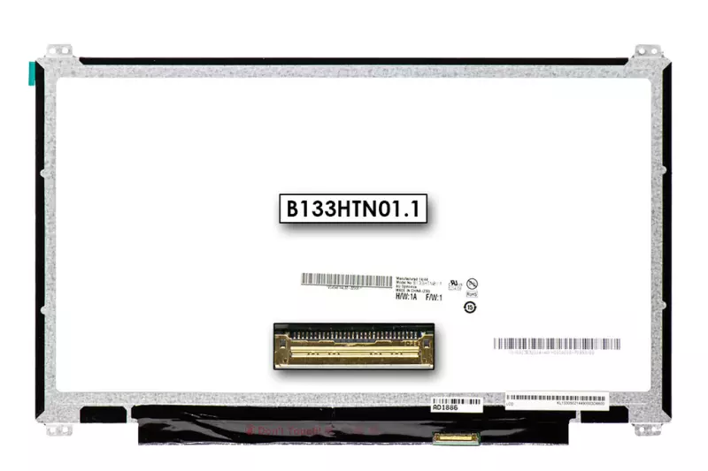 Gyári új matt 13.3' Full HD (1920x1080) LED eDP Slim kijelző (csatlakozó: 30 pin - jobb)